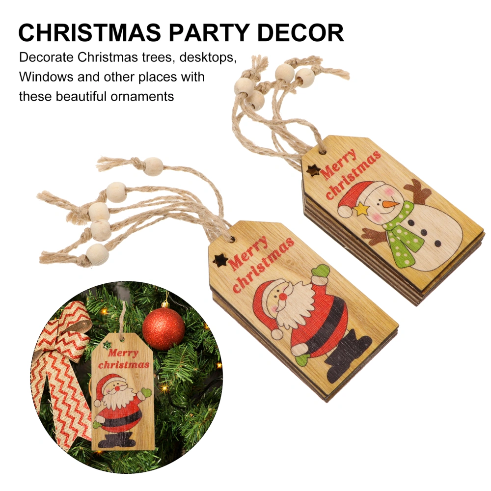 10pcs Christmas Cartoon Wooden Hanging Tags Ornaments for Tree Home Decor