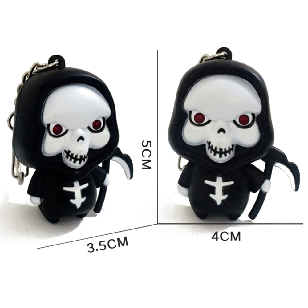 Halloween Cartoon Creative LED Skeleton Key Chain Key Ring Party Favor Gift (White Light)