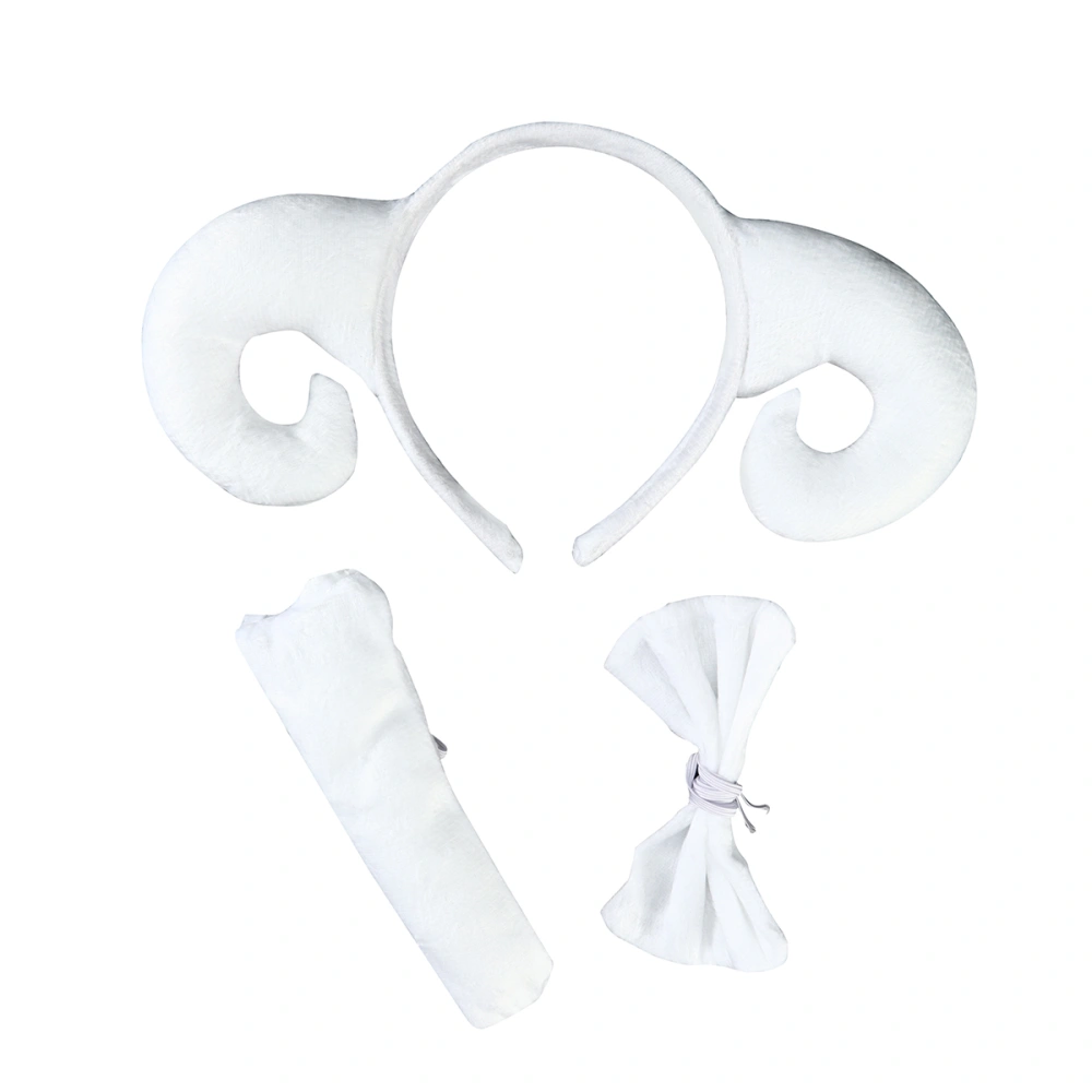 3 Pcs/set Baby Kids Cartoon White Sheep Headband Bow Tie and Tail for Costume Party