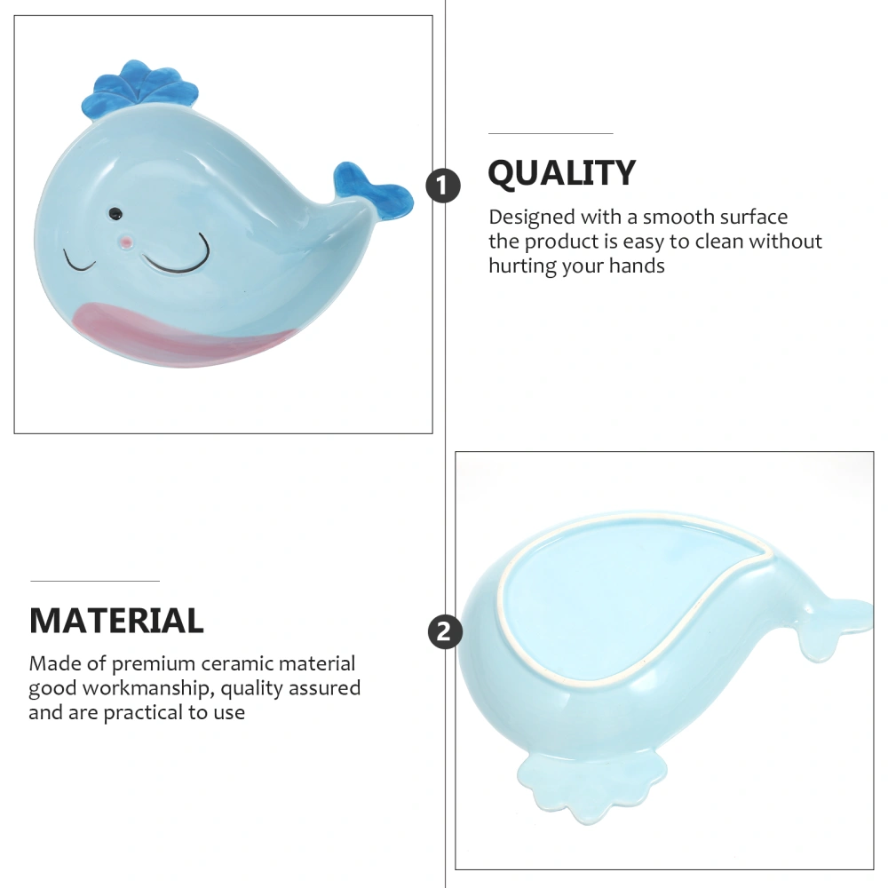 1PC Lovely Household Child Tableware Cartoon Whale Ceramic Plate Food Serving Plate