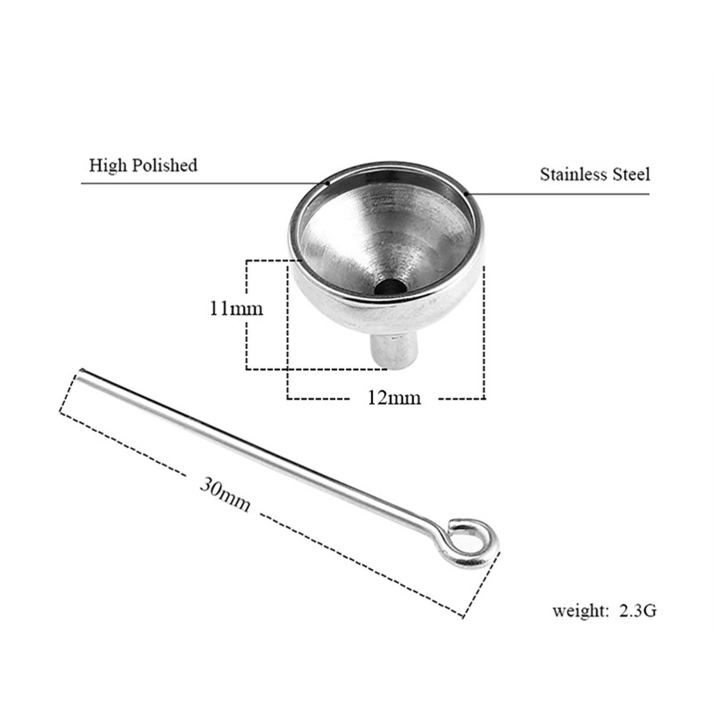 3 Sets of Small Stainless Steel Funnel for Cinerary Casket Pendant Necklace Stainless Steel Cremation Urn(With Sticks/Dia. 1.1cm)