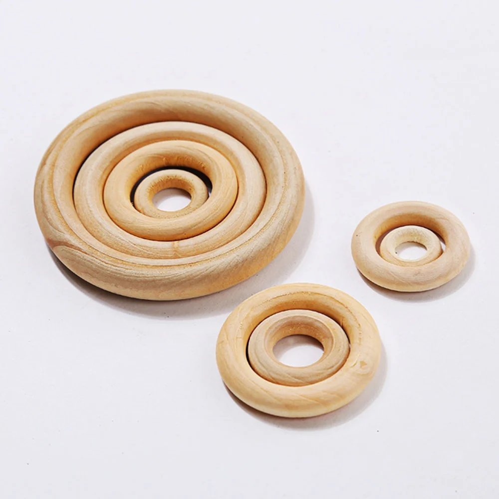 50PCS 50mm Wood Ring DIY Craft Natrual Hanging Buckle Ring Wooden Pendant Unfinished Circle DIY Keyring Accessories for Handbag Connectors Jewelry Making (Light Yellow)