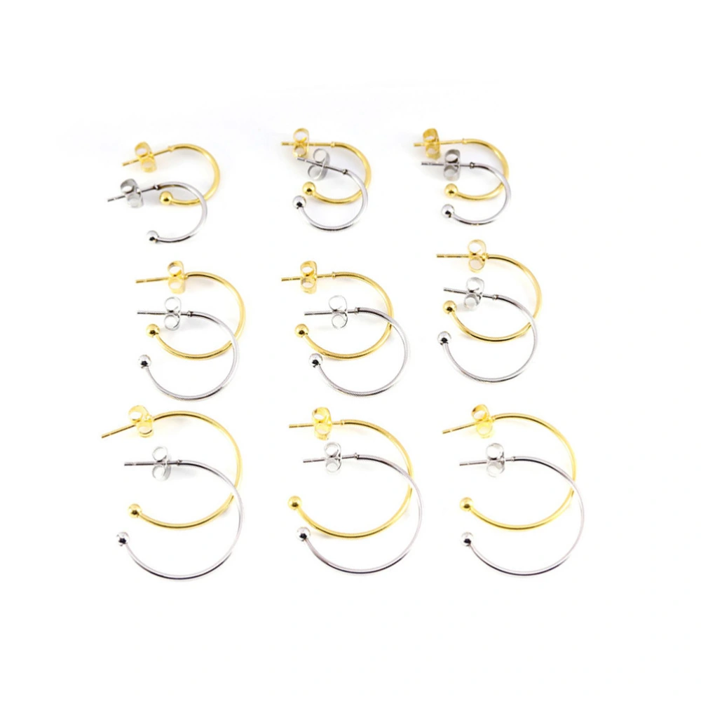 6Pcs DIY Handmade Ear Hooks Delicate Stainless Steel C-shaped Eardrops Beads Materials DIY Ear Jewelry Accessories (Silver Outside Diameter 20MM)