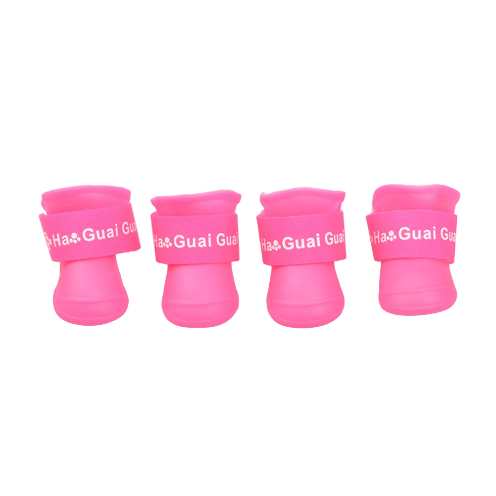 Little Pet Dog Puppy Anti-slip Rain Snow Boots Candy Colors Rubber Waterproof Boots Shoes - Size L (Pink)