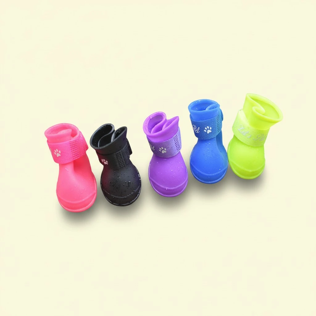 Little Pet Dog Puppy Anti-slip Rain Snow Boots Candy Colors Rubber Waterproof Boots Shoes - Size L (Pink)