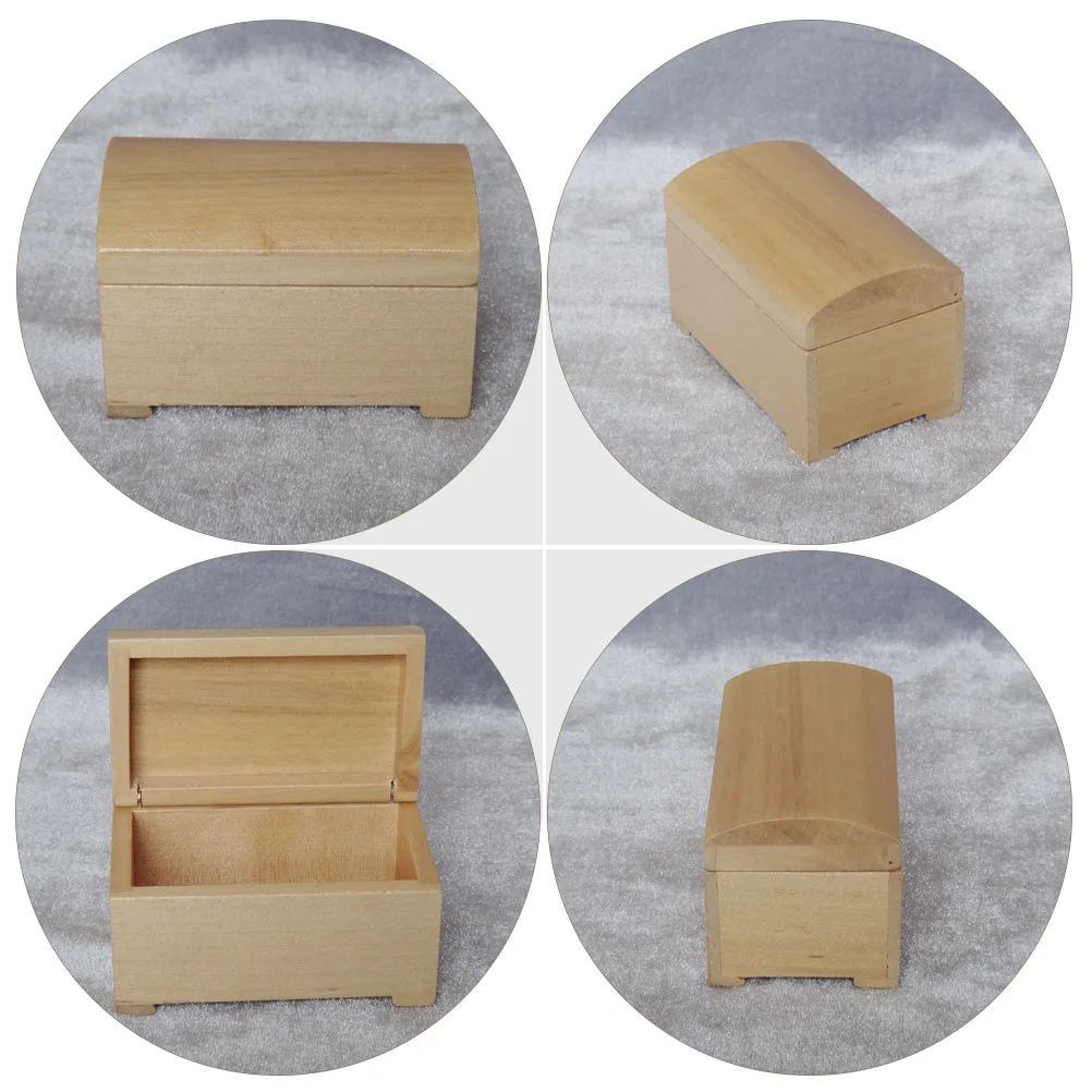Mini Wood Treasure Box 1:12 Scale Mini House Miniature Treasure Chest Model