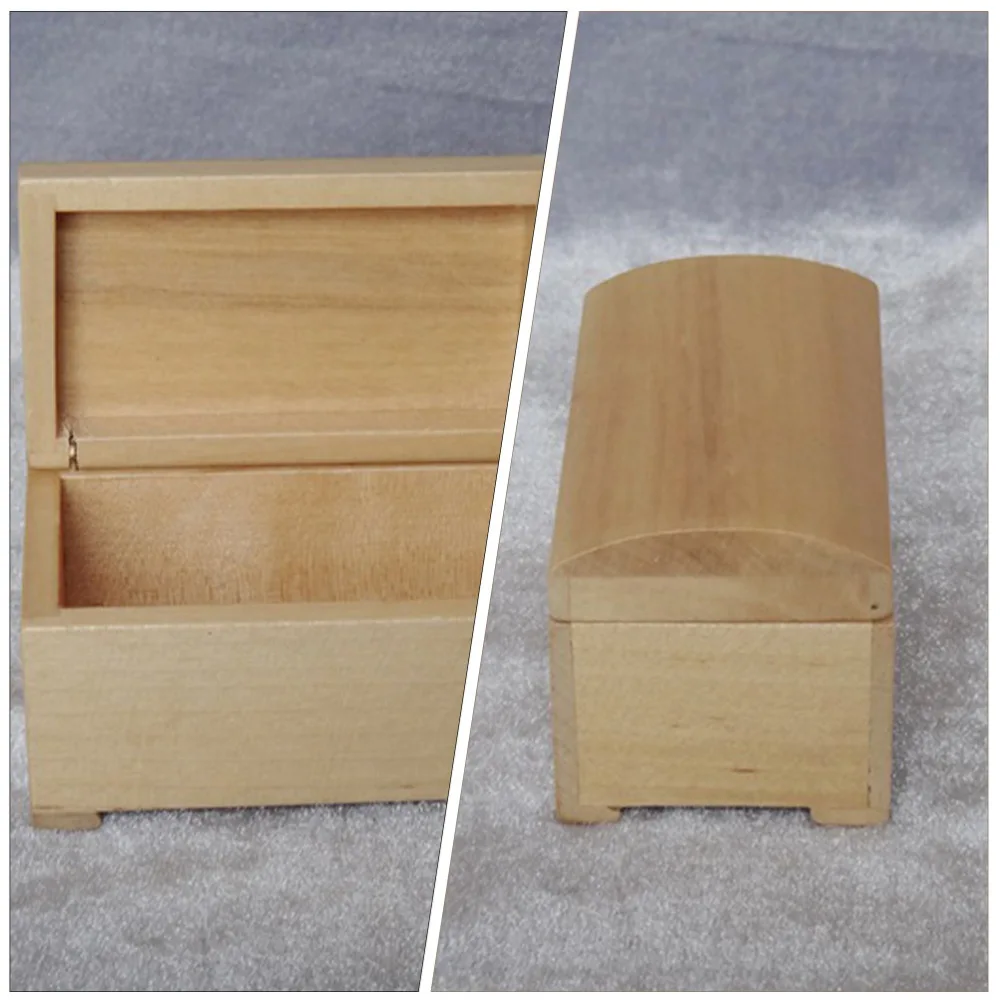 Mini Wood Treasure Box 1:12 Scale Mini House Miniature Treasure Chest Model