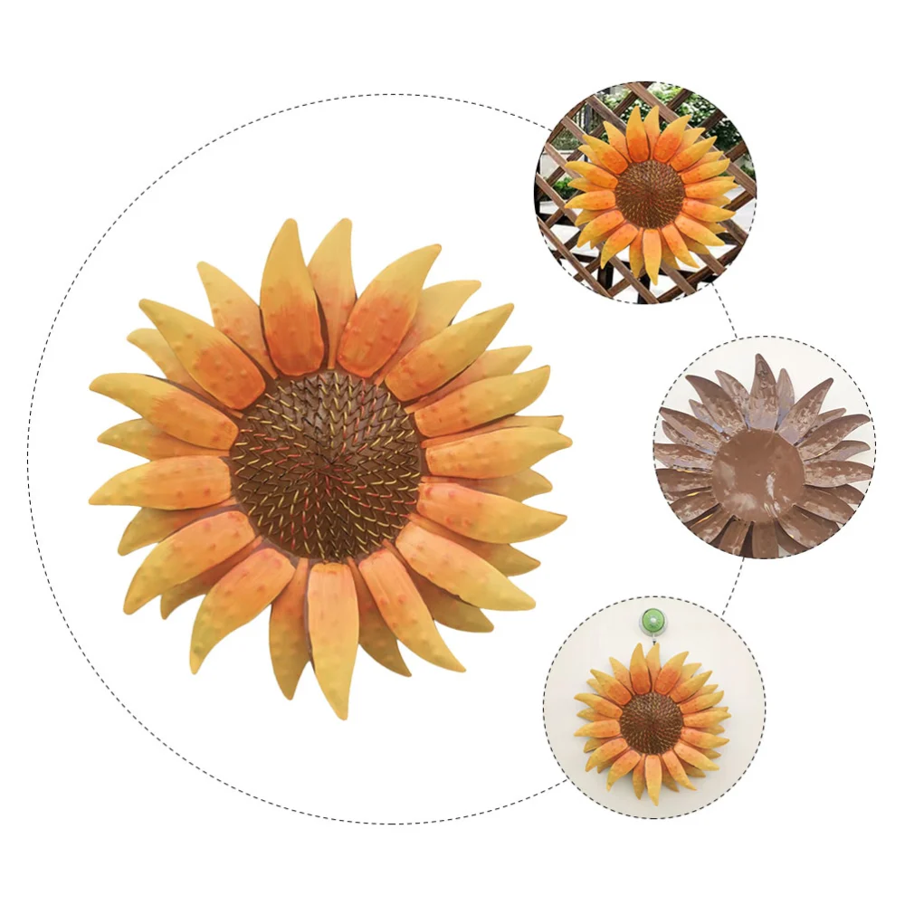 1pc Iron Craft Sunflower Hanging Decor Exquisite Sunflower Wall Ornament