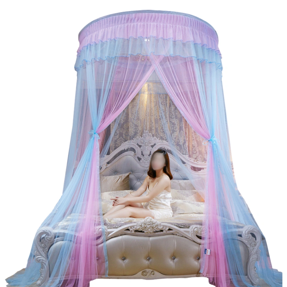 1pc Large Bed Canopy Dome Hanging Mosquito Net Lace Bed Hanging Tent for Bedroom (Pink and Blue)