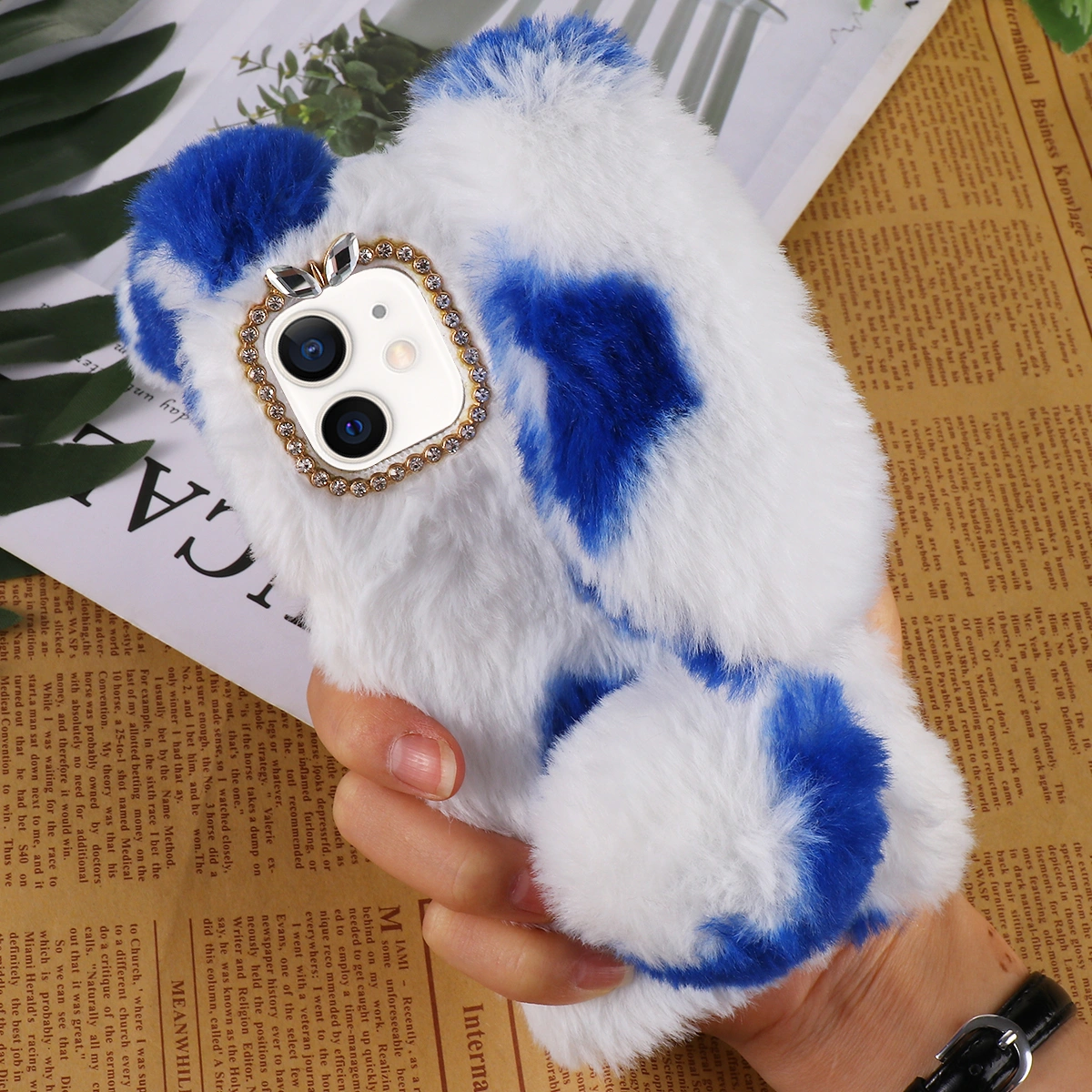 1Pc Fluffy Decorative Phone Case Plush Phone Cover Compatible for iPhone 12 mini