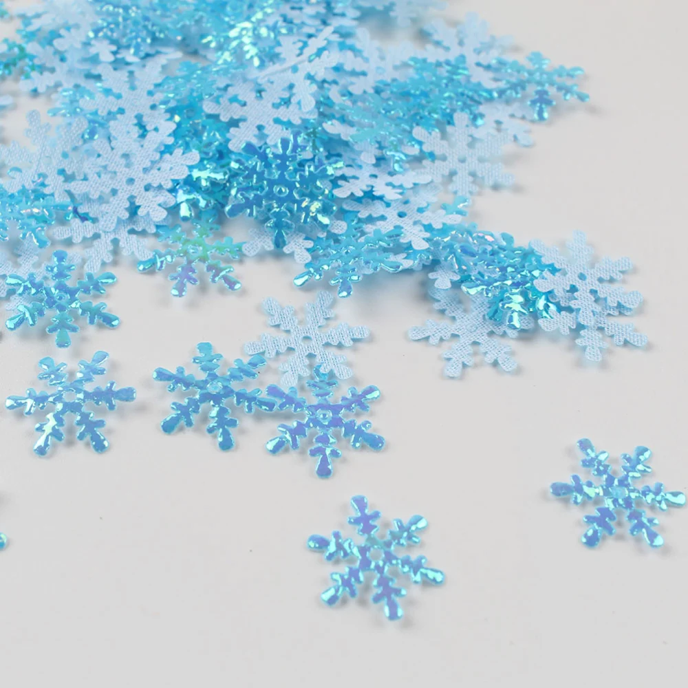 2 Pack/600 Pcs Christmas Snowflake DIY Decorative Accessories Plastic Decor Supplies for Home Cafe Shop Bar(20mm, Blue Style)