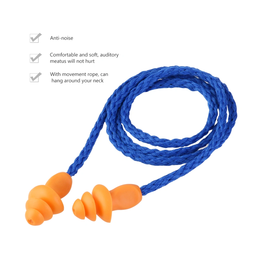 FOXNOVO 10 Pairs of Silicone Corded Ear Plugs Reusable Hearing Protection Earplugs (Blue)