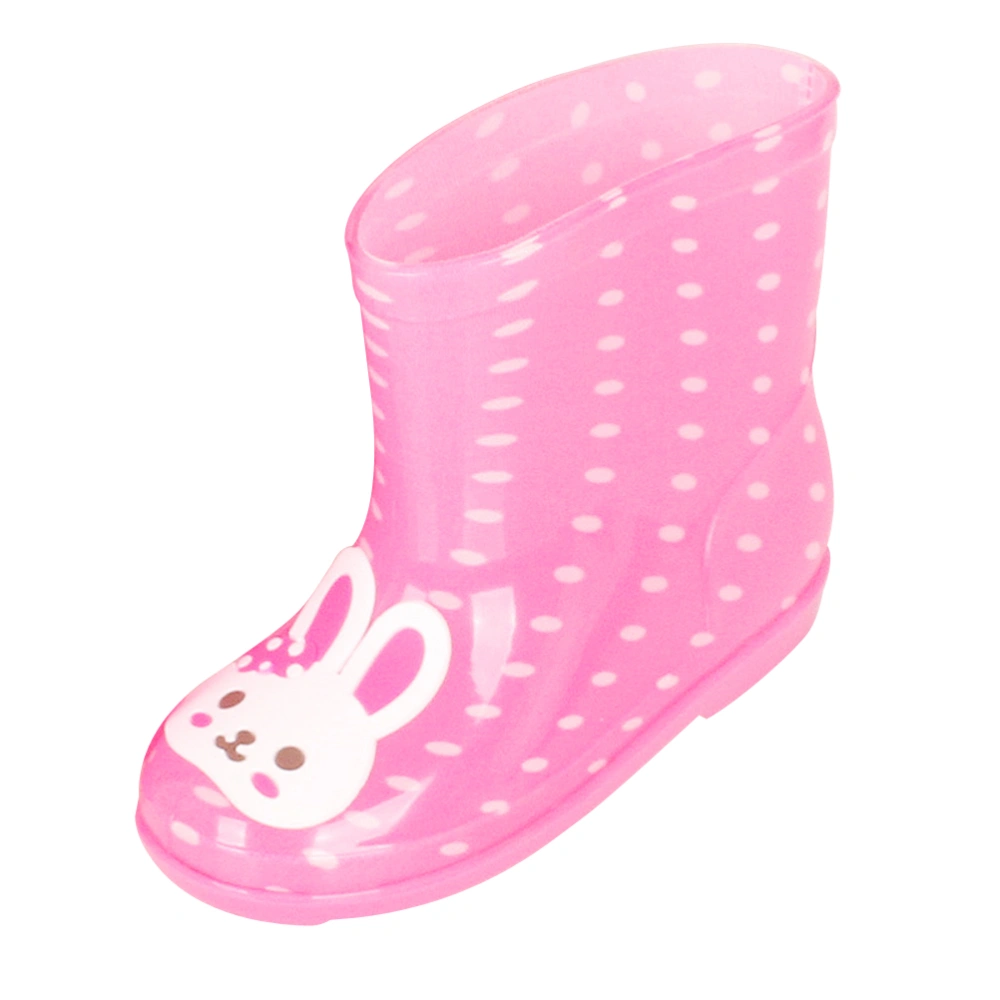 Kids' Cartoon Rain Boots Waterproof Rain Shoes for Boys and Girls - Size 26 (Pink Shoes with Rabbit Head Pattern)