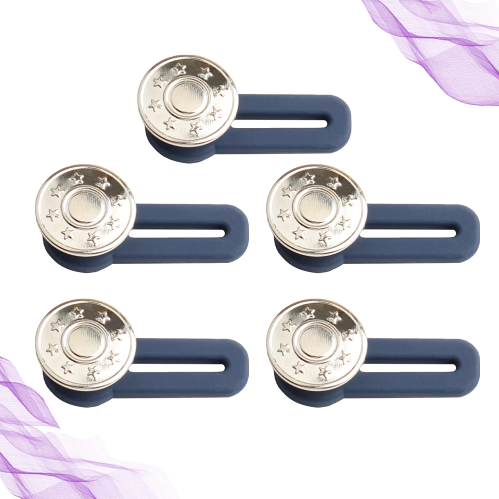 5pcs Jeans Retractable Buttons Metal Extended Buckles Pant Waistband Expander for Men Women (6#)