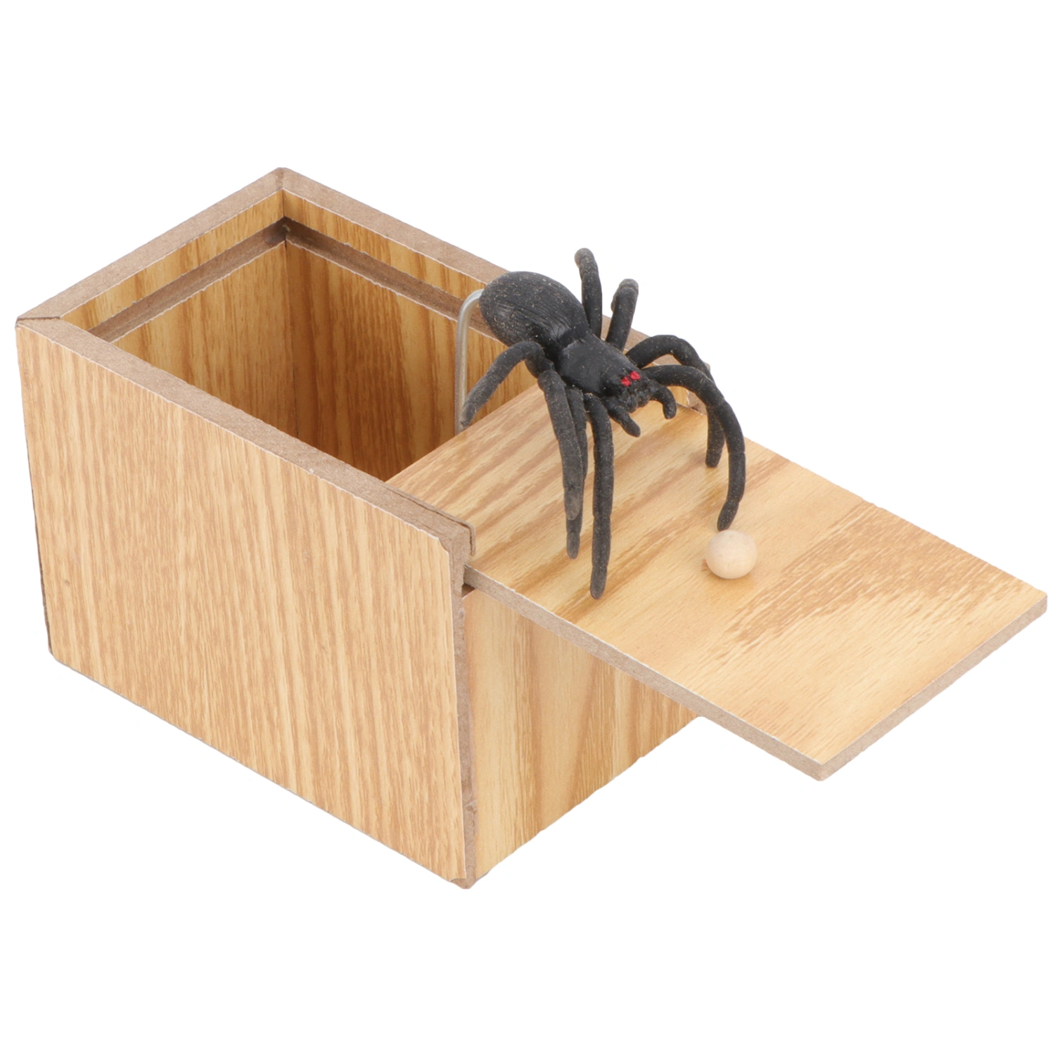Tricky Spider Toy Prank Joking Funny Gadget Horrific Decor Tricky Prop Fake Spider Simulation Animal Prop with Wooden Box for Halloween April Fool's Day Mischief Carnival (As Shown)