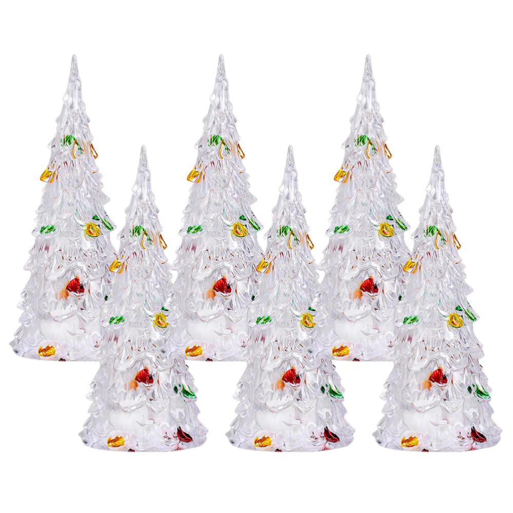 6pcs Decorative Christmas Tree Night Lamp Decors Party Prop LED Acrylic Decor