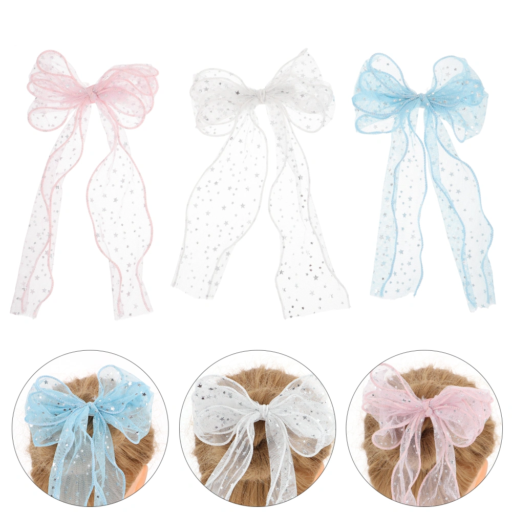 3pcs Delicate Bow Hair Clips Girls Party Headdress Exquisite Kids Hairpin