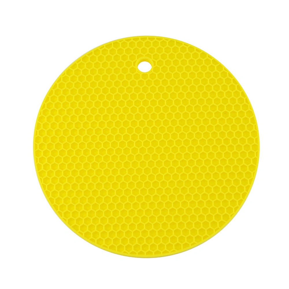 Round Coaster Non-slip Silicone Cushion Pot Pan Mat Heat Resistant Mat Pad Kitchen Accessories (Lemon Yellow)