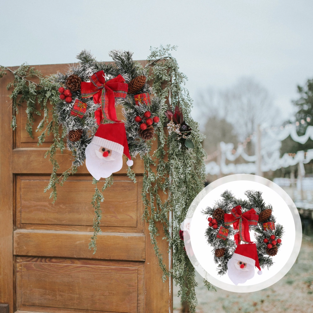 1 Pc Christmas Wreath Pine Santa Clause Wreath Home Store Hanging Decoration