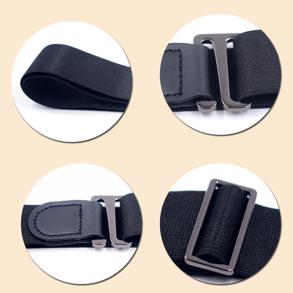 Adjustable Unisex Shirt Stay Belt Non-Slip Anti-crease Belts for Formal Wear Professional Attire (3cm Alloy Black Buckle)