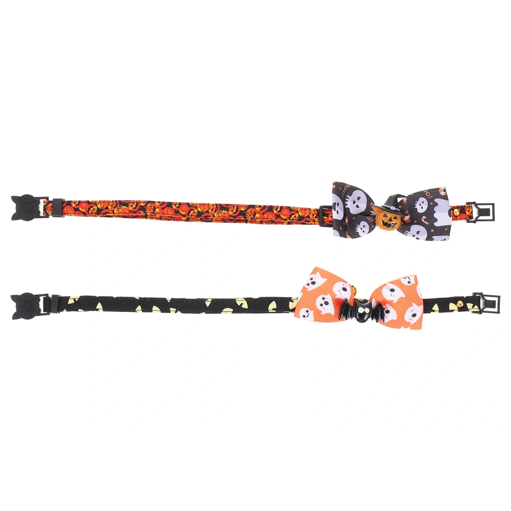 2Pcs Halloween Cat Collars Pet Cat Collars Adjustable Kitten Cat Collars Pet Collars with Bowtie