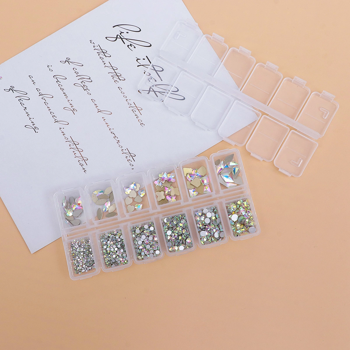 1788pcs 12 Compartment Manicure Glass Rhinestone Colorful Crystal Nail Accessories for Woman Lady Girl