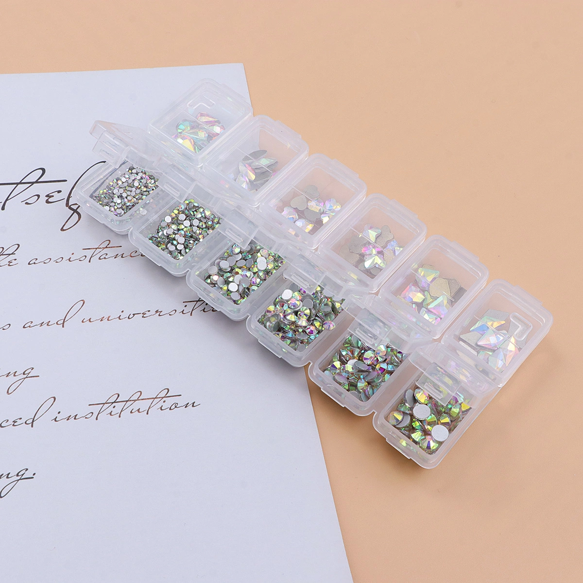 1788pcs 12 Compartment Manicure Glass Rhinestone Colorful Crystal Nail Accessories for Woman Lady Girl