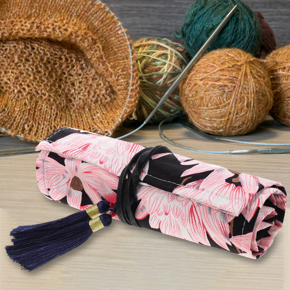 Rolling Crochet Needle Storage Bag Crochet Hook Holder Knitting Needles Tools Organizer