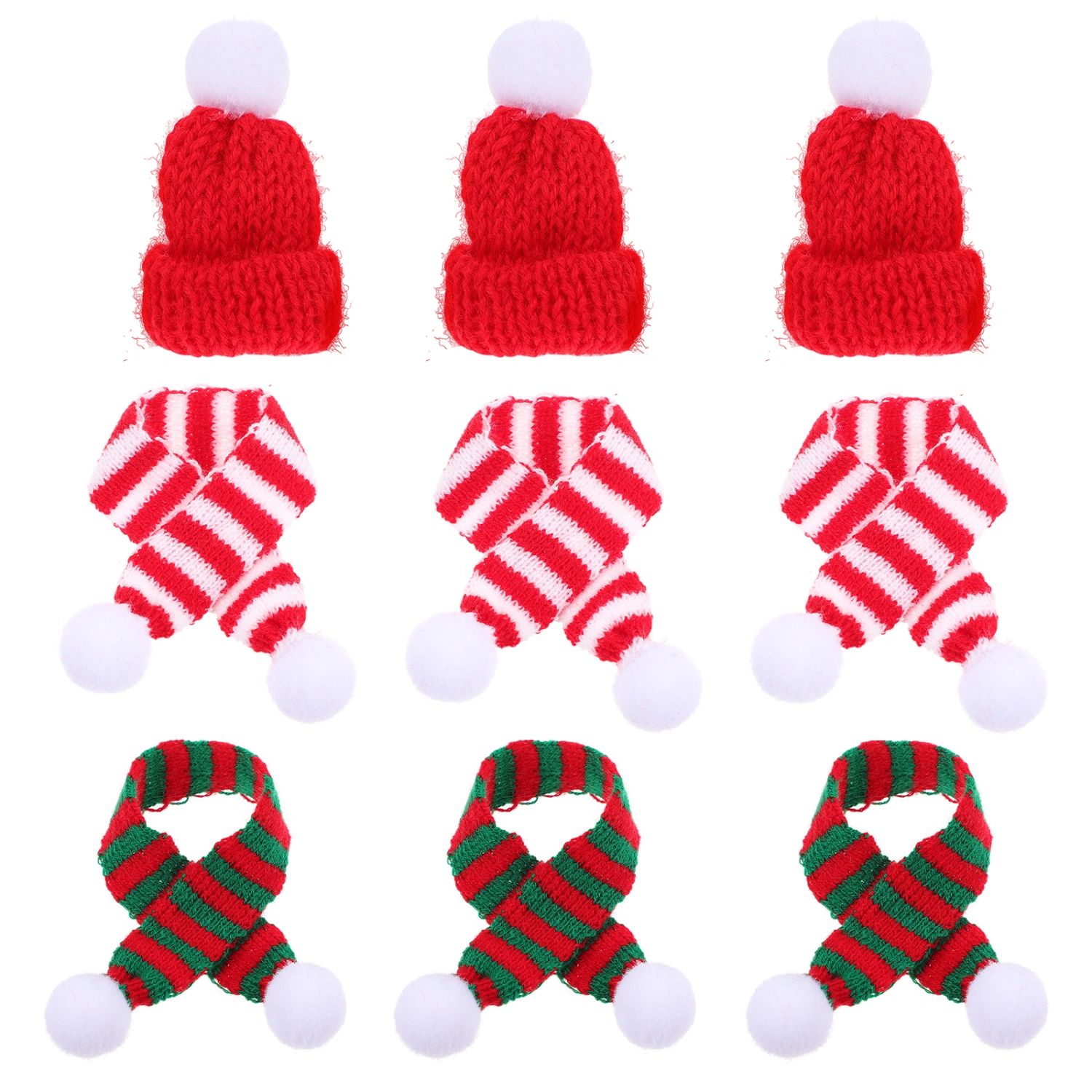 12Pcs Lovely Knitted Decor Christmas Ornament Mini Christmas Craft for Bottle