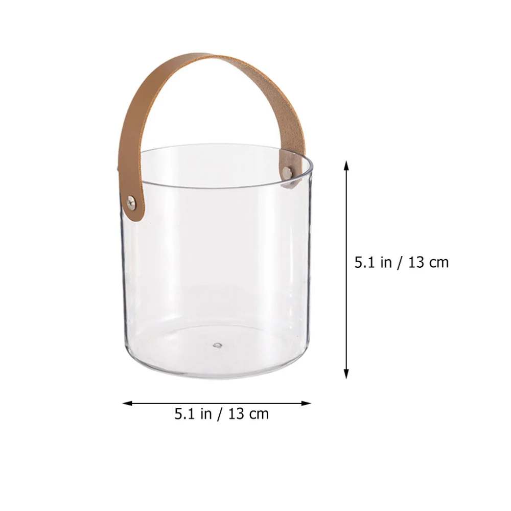 Transparent Ice Bucket Champagne Beer Bucket Leather Handle Fruit Snacks Container