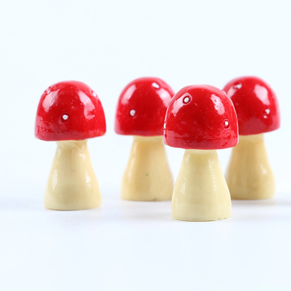 6 Pcs 3 Styles Miniature Red Resin Mushroom Ornament Artificial Micro Landscape DIY Garden Ornament Mini Adornment Home Decoration Accessories