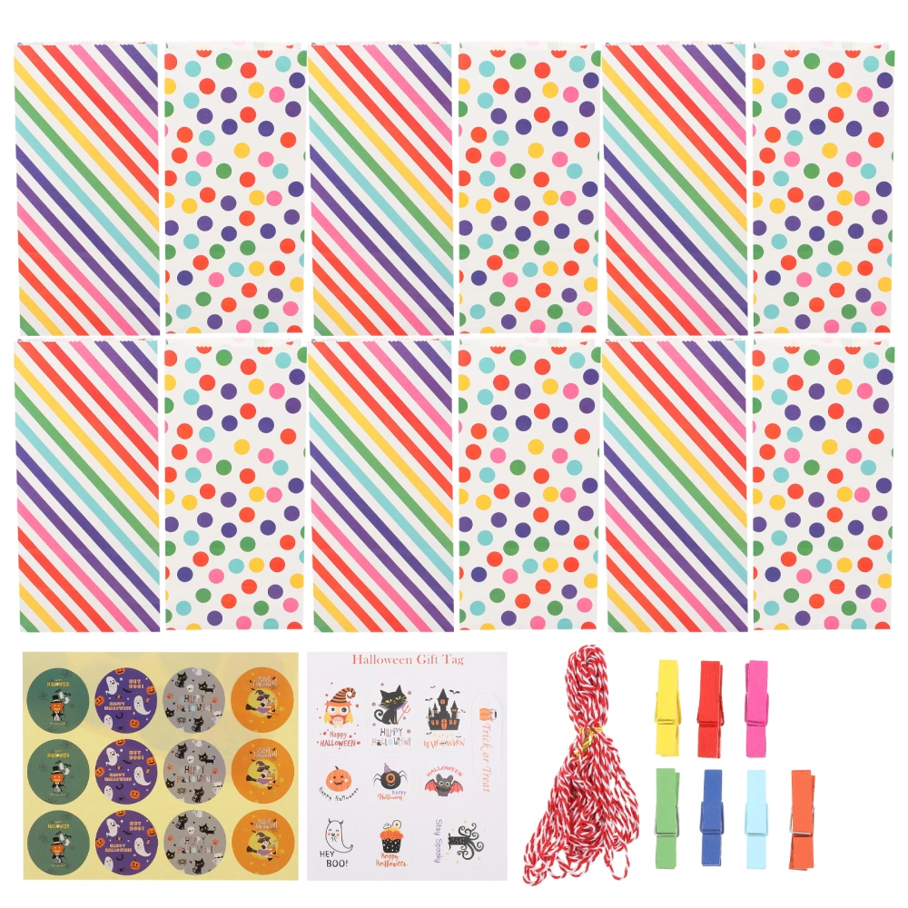 1 Set of Candy Bags Lovely Paper Hanging Tags Halloween Themed Sealing Stickers