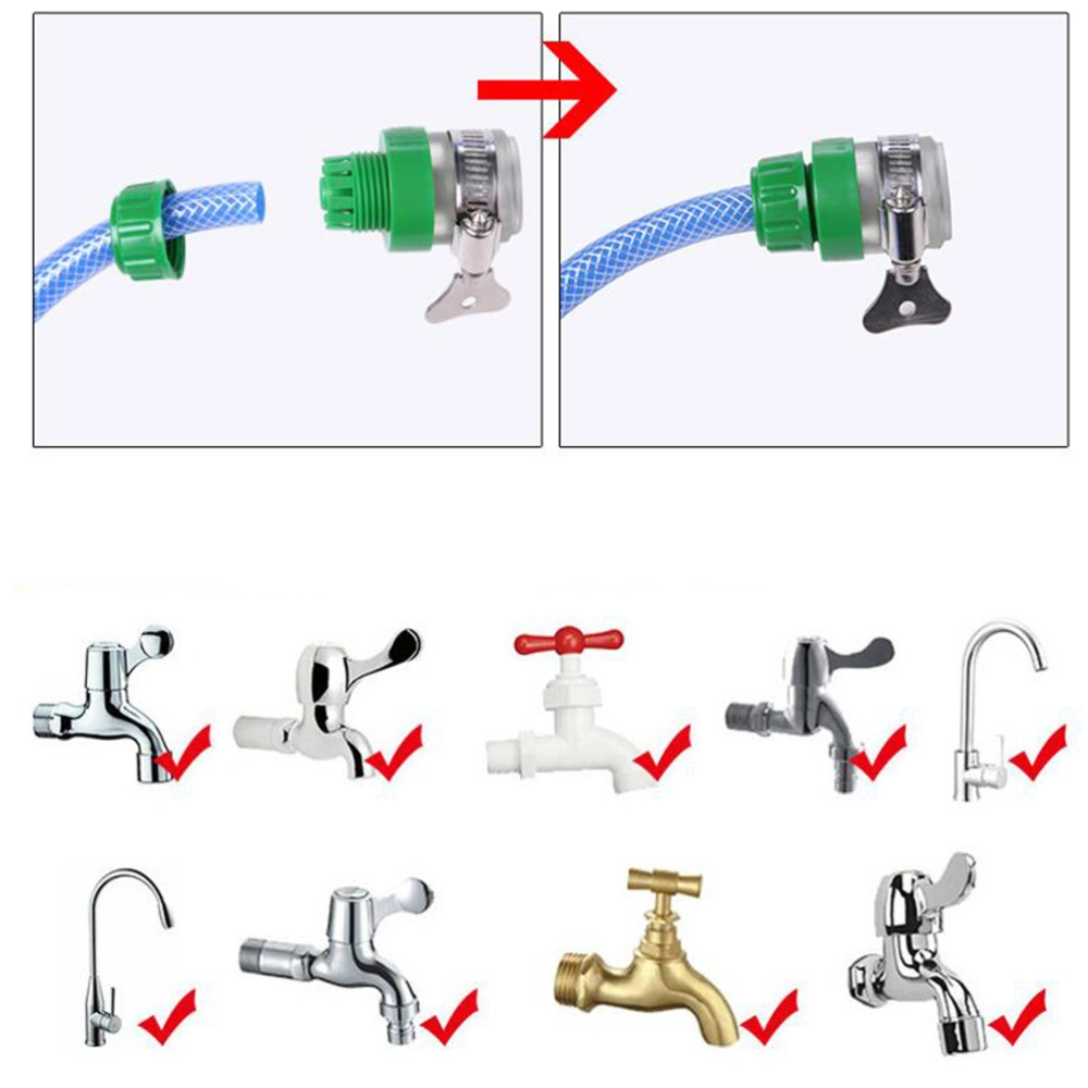 5pcs 1/2 Inch Car Wash Connector Tap Connectors Garden Hose Faucet Plastic Quick Connector (Green)