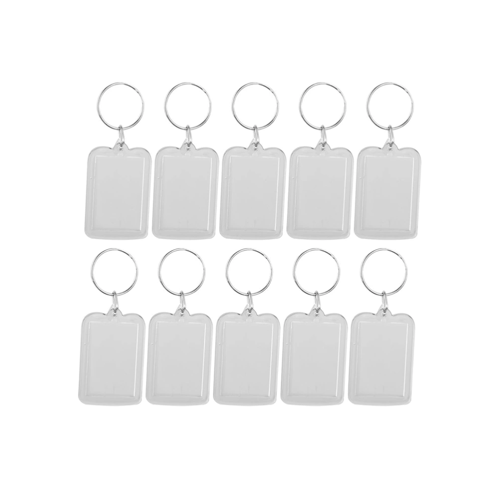 20PCS Transparent Blank Picture Frame Keychain Insert Photo Split Key Ring