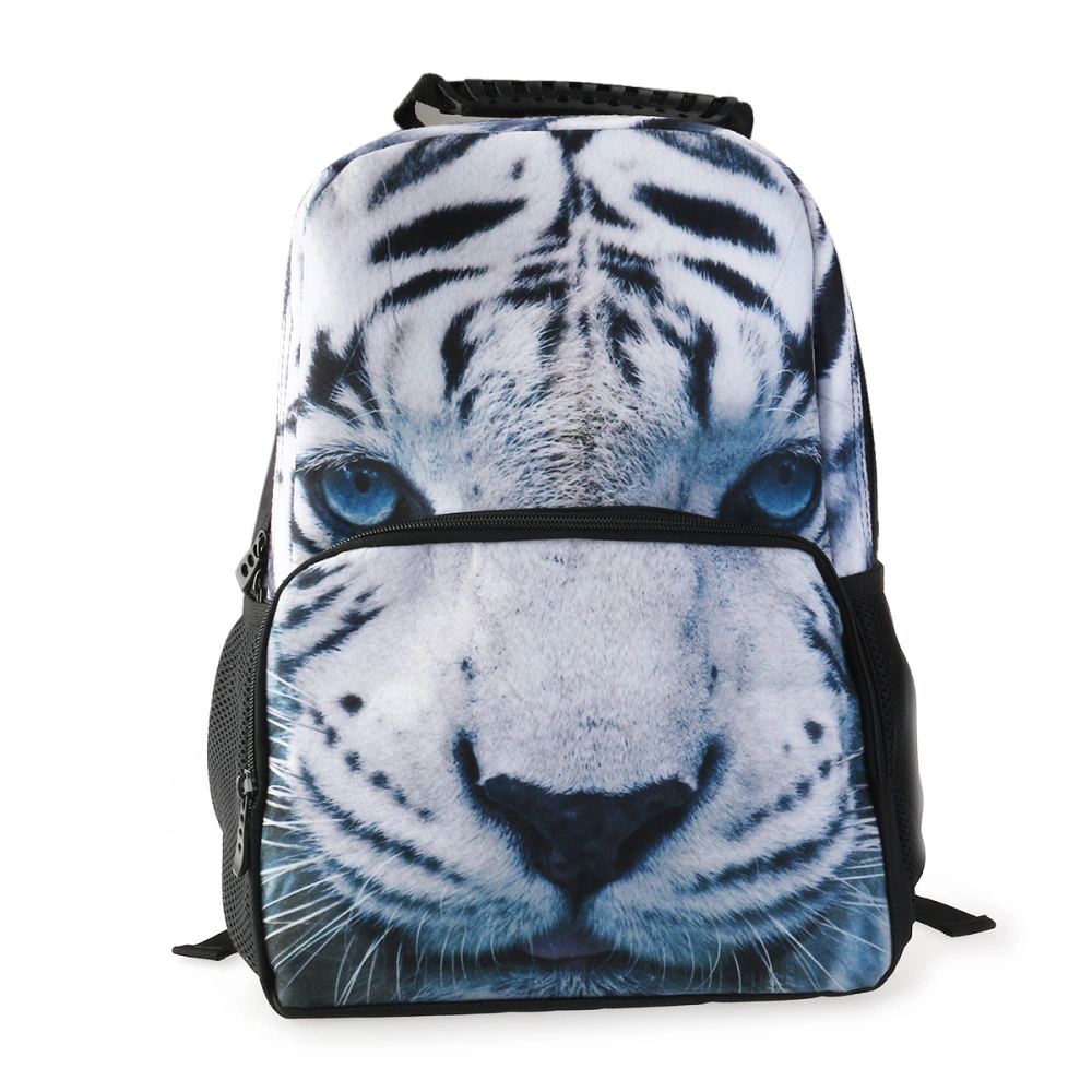 Unisex School Backpack 3D Animal Travel Bag Kids Satchel Rucksack (White Tiger)