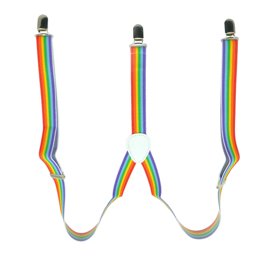 Rainbow Solid Suspenders Y-Shape with 3 Clips Pant Braces Fashionable Clothes Accessory for Men and Women 65cm(A Style)