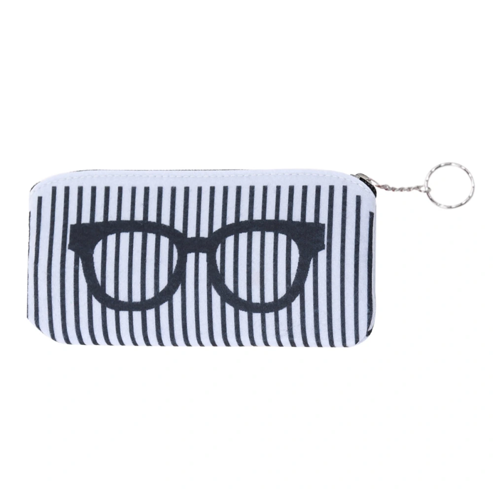 1pc Felt Glasses Storage Pouch Sunglasses Bag Travel Bag Reading Glasses Portable Pouch Pen Holder Accessories (White Stripes)