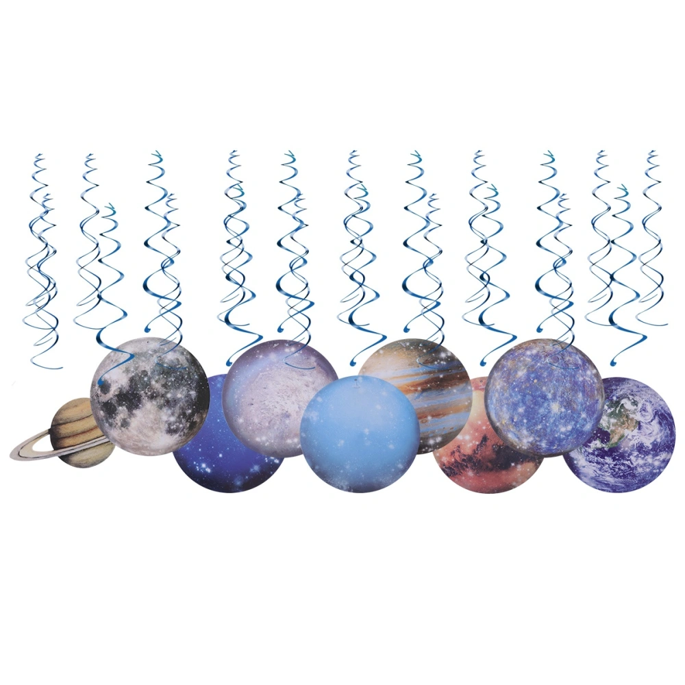 30PCS Space Themed Spiral Planets Decor Hanging Swirl Set Party Supplies for Gathering Kid Birthday Party