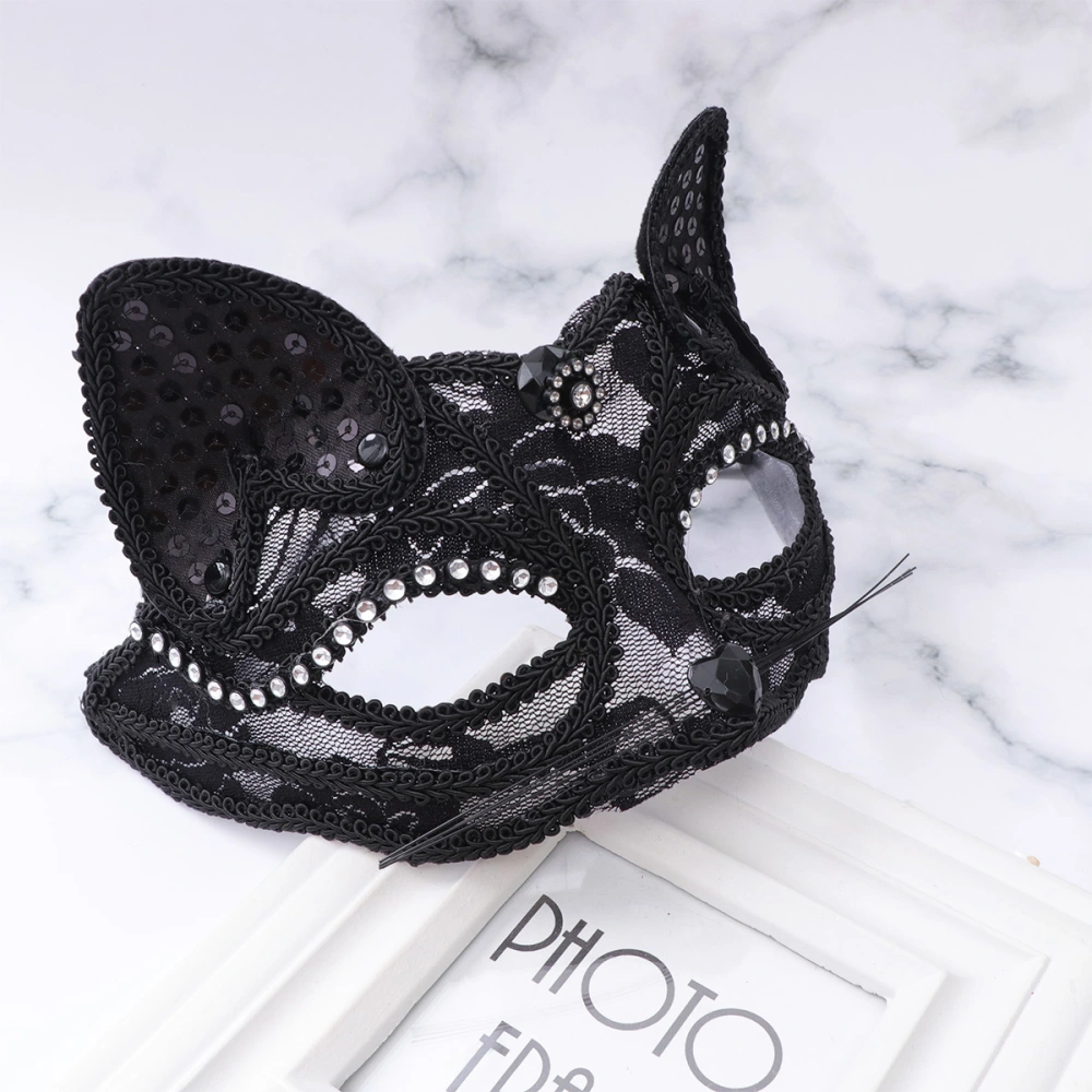 Half-face Lace Mask Cosplay Animal Mask Performance Props Party Supplies Without Feather Black