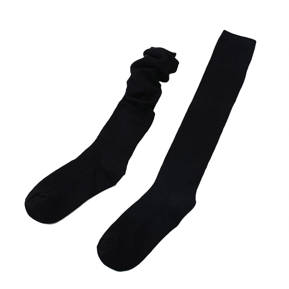 Women Stack of Socks Candy Solid Color Cotton High Tube Knee Socks Women Long Tube over the Knee Socks Free Size Individual Packaging (Black)