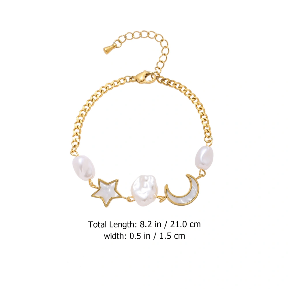 Moon and Star Charm Bracelet Bangle Fashion Jewelry Gift for Women Girls