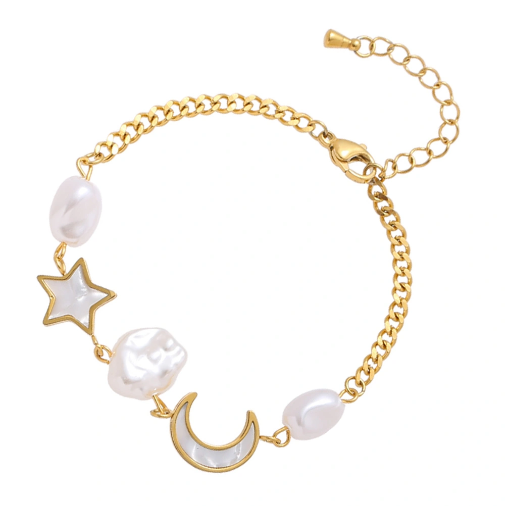 Moon and Star Charm Bracelet Bangle Fashion Jewelry Gift for Women Girls