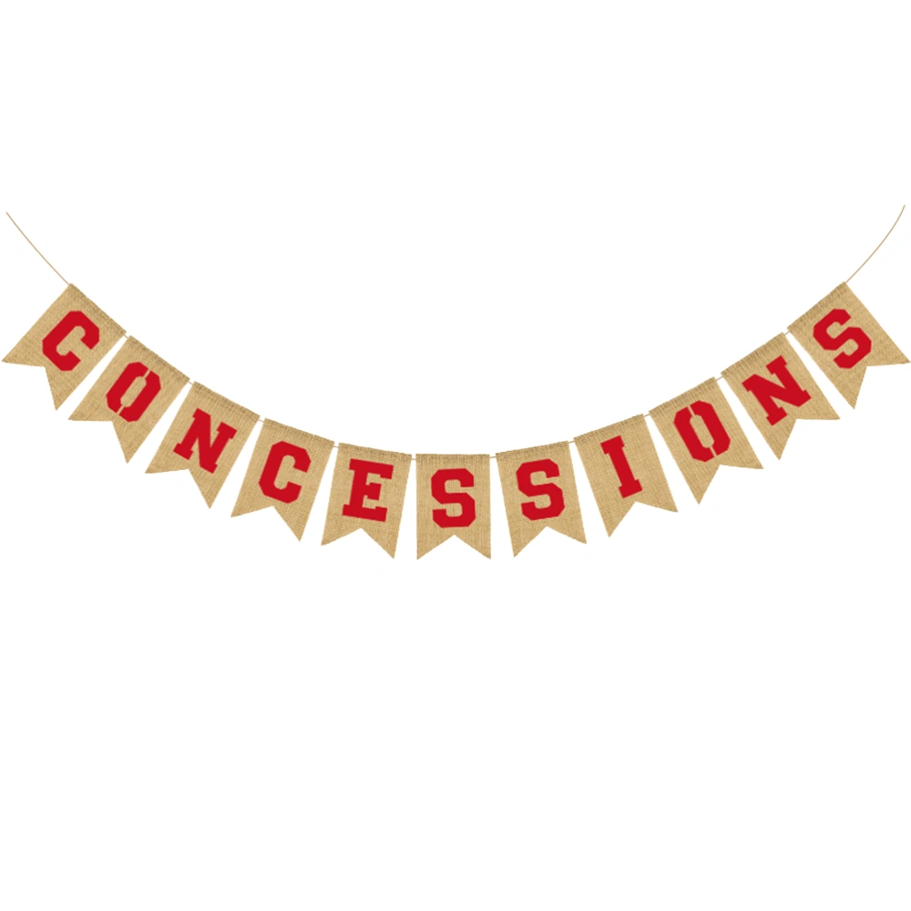 Sports Theme CONCESSIONS Garland Party Bunting Banner Linen Dovetail Shape Party Supplies Decoration