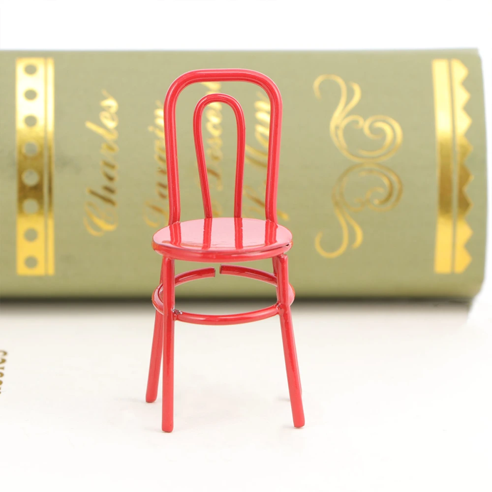 1PC Mini Chair Model Decor Miniature Scene Chair Model Alloy Vintage Chair Model Crafts Sturdy Mini House Accessories for Store Cafe Home Decor (Red)