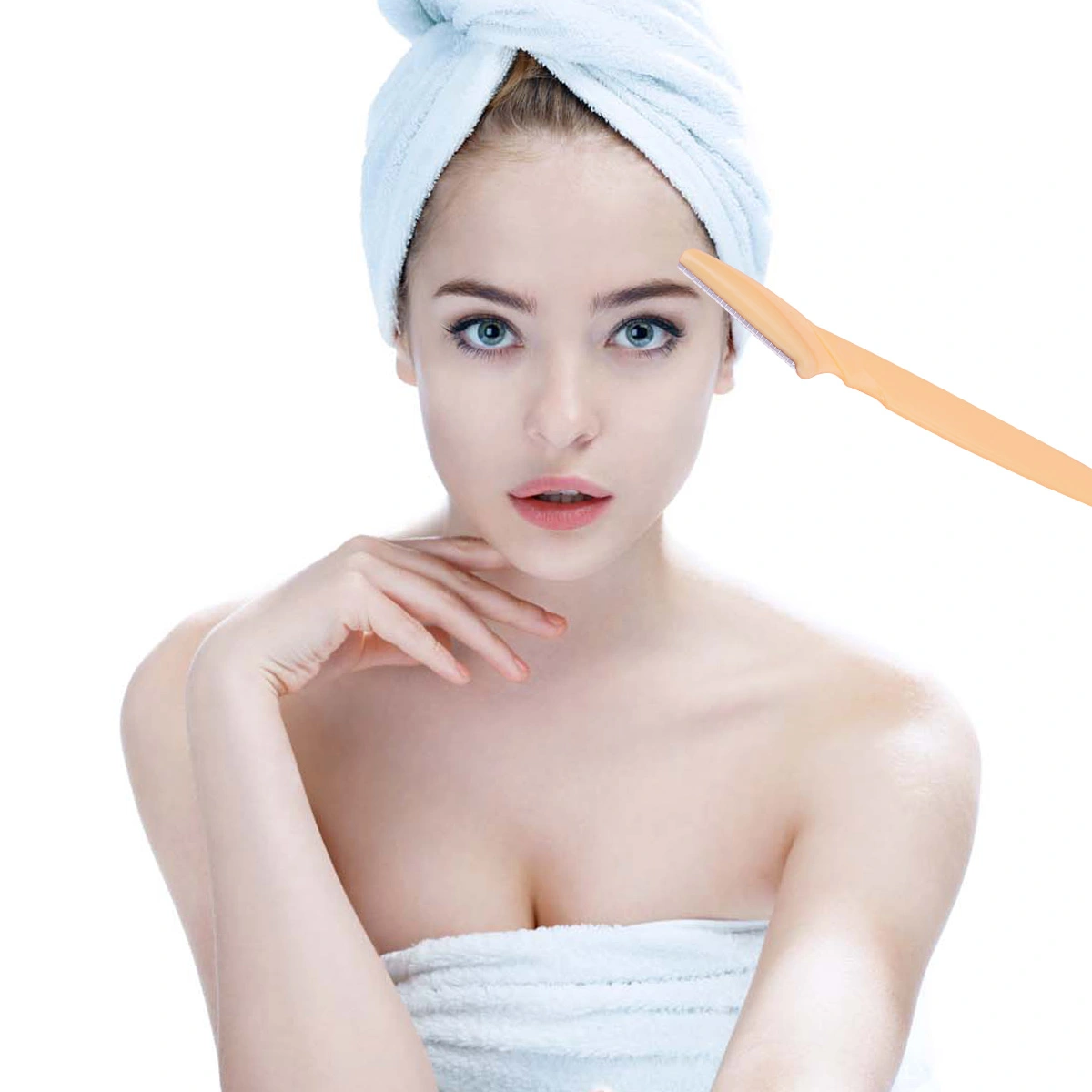 30pcs Eyebrow Razors Portable Stainless Steel Simple Eyebrow Trimmers Facial Razors for Women Ladies(Yellow)