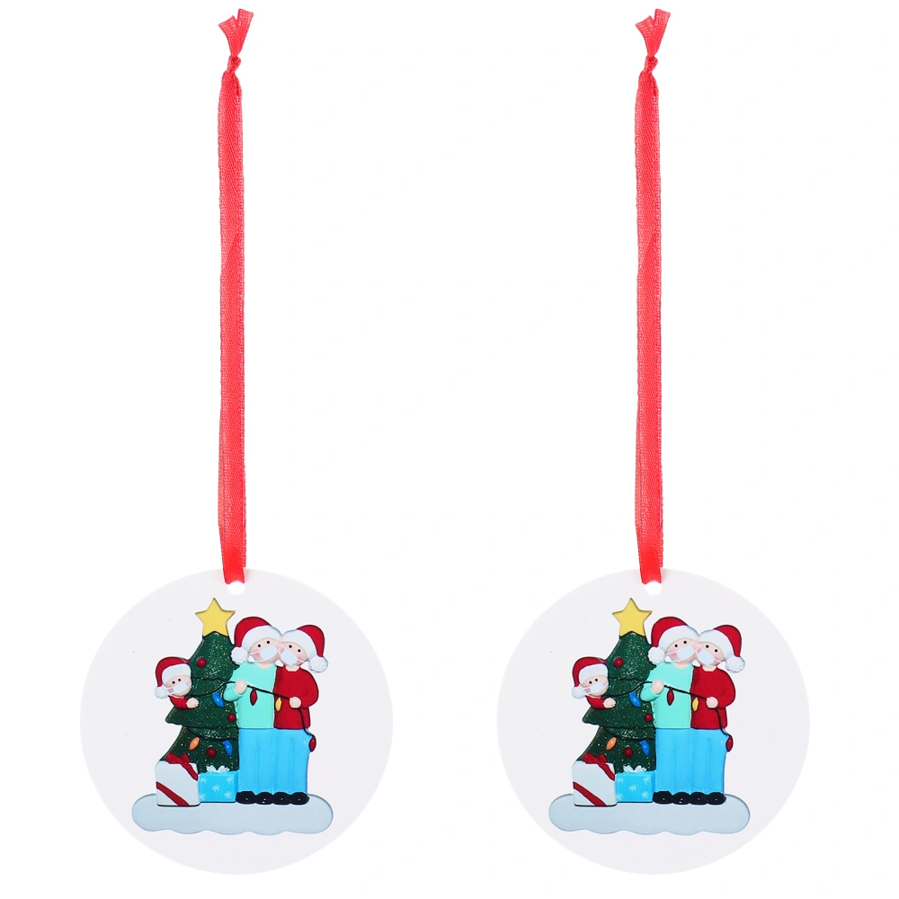 2Pcs Christmas Tree Pendant Decoration Hanging Survived Snowman with Face Cover