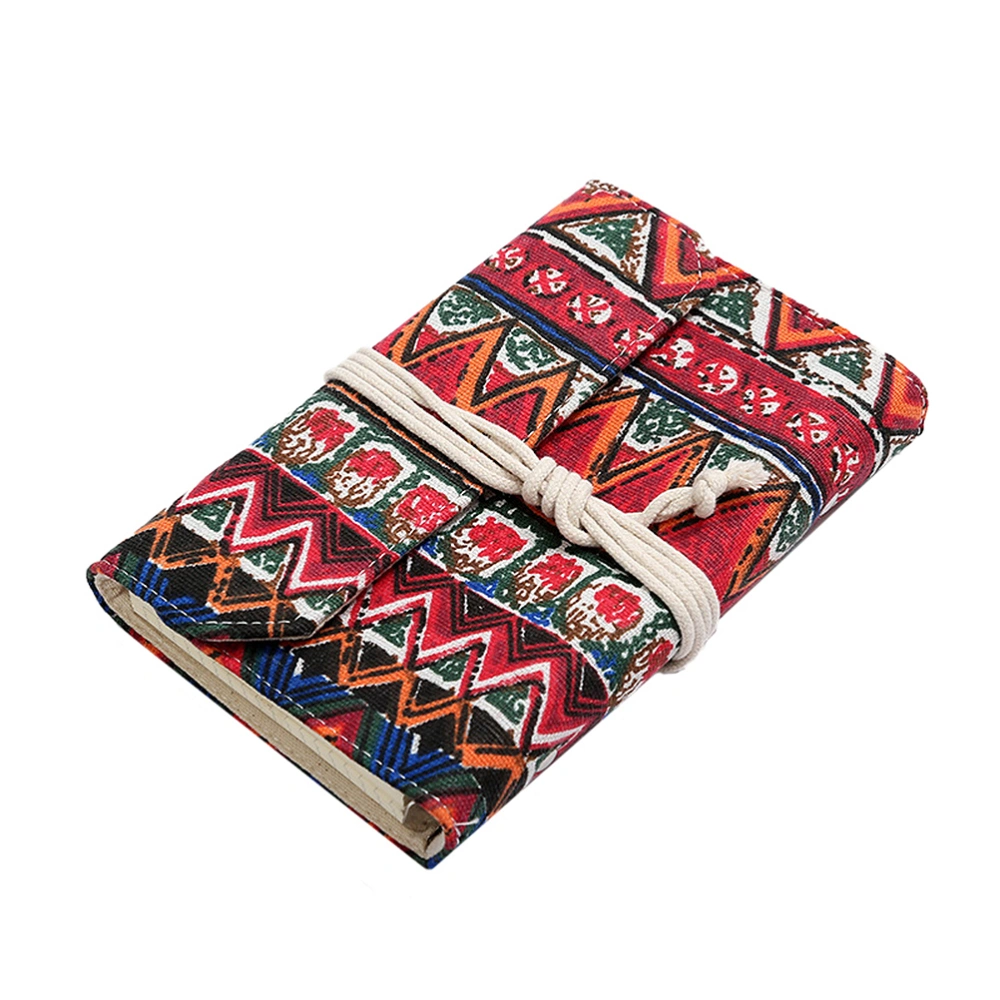 1Pcs Fashion Cloth Cover Notebook Simple Vintage Planner Travel Diary Notepad Stationery Size Large(NB128, Bohemian Red)