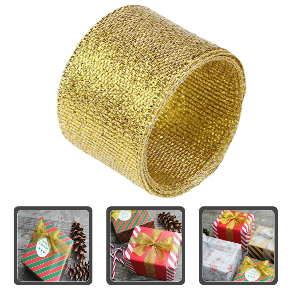 1 Roll Ribbon Gift Box Packaging Ribbon Metallic Gold Ribbon for Gift Wrapping 25 Yards