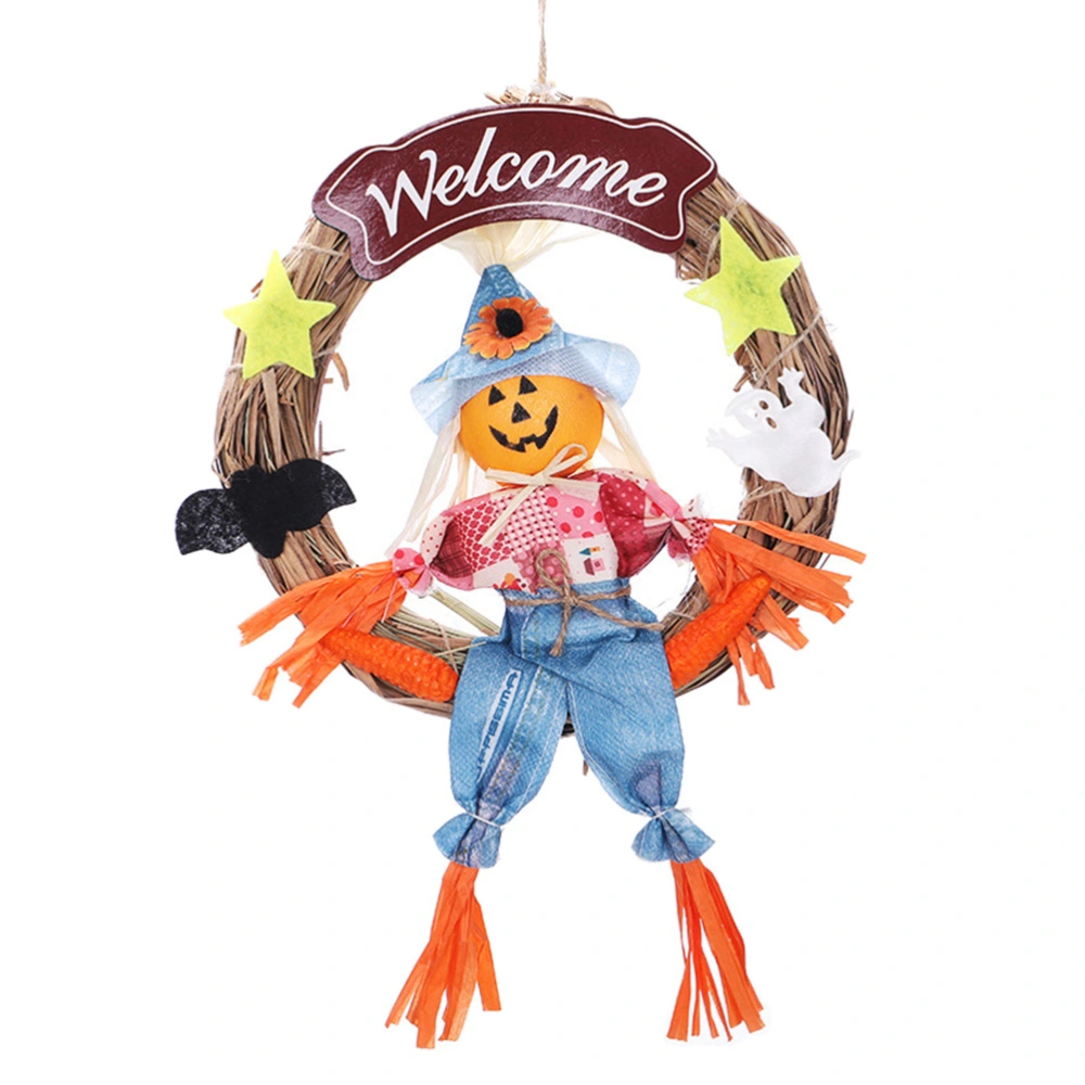 Halloween Scarecrow Wreath Door Hanging Pendant Pumpkin Witch Hanging Pendant