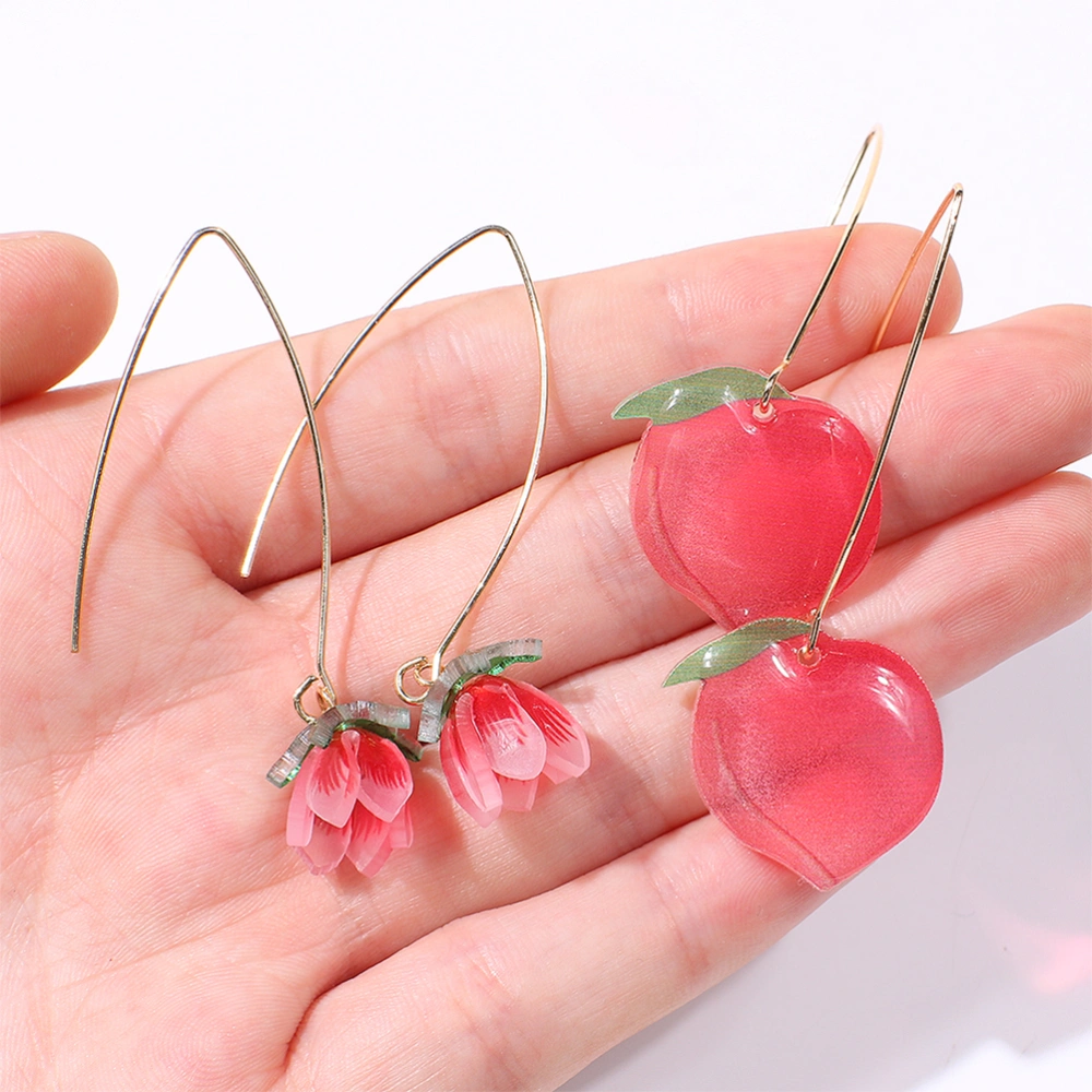 1 Pair Creative Earring Fashion Ear Drop Delicate Fruit Earring Personality Ear Jewelry for Woman Girl Lady Female (Pink)